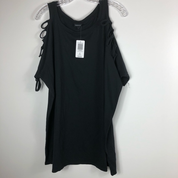 Torrid Black Wash Slasher Sleeve Raglan T-shirt 3 - Picture 2 of 5